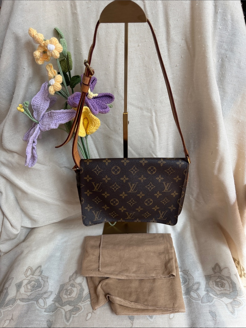 Louis Vuitton Brown Monogram Shoulder Bag with Adjustable Strap